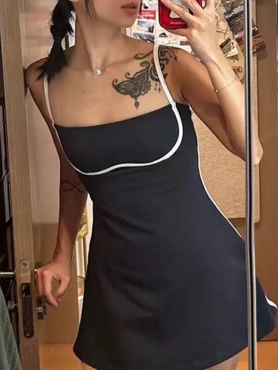 ALO Yoga Dresses & Skirts - 📸 ALO Yoga Printed Streamlined Sports Dress Black and White Color Block NWT🖤